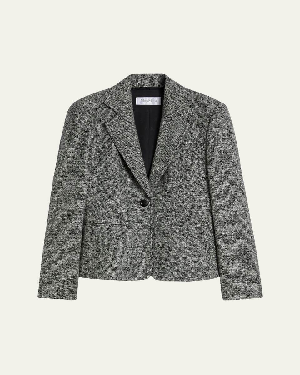 Salmone Single-Breasted Tweed Blazer Jacket